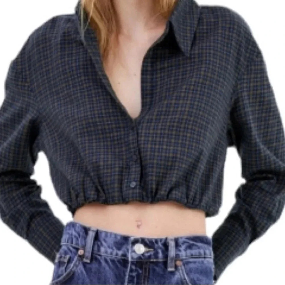 ZARA cropped flannel. Excellent condition! Size XS